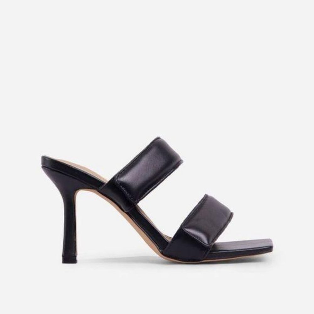 Padded Velcro Square Toe Mules in Black - Picture 6 of 10